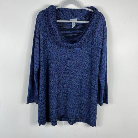 Catherines Size 0X Space Dye Cowl Neck Pullover Sweater Purple Green - Picture 1 of 4